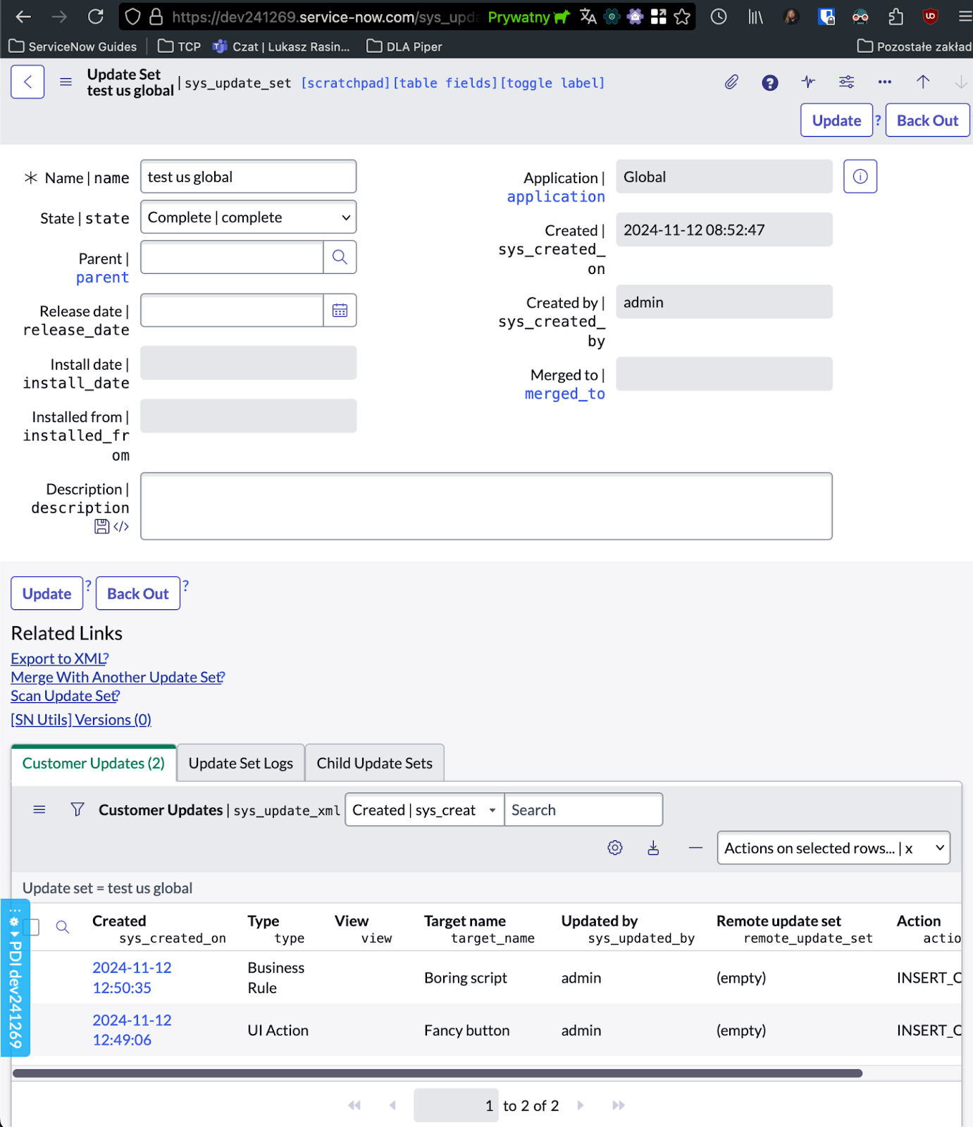 Handling update sets: Dos and Don’ts.