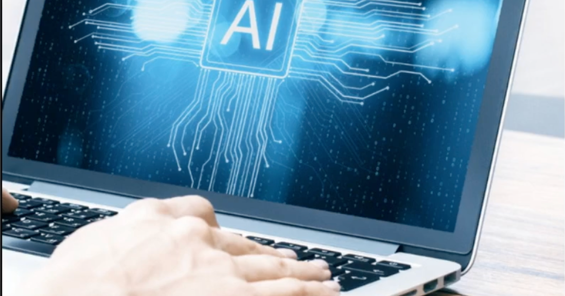 laptop with illustration of AI.
