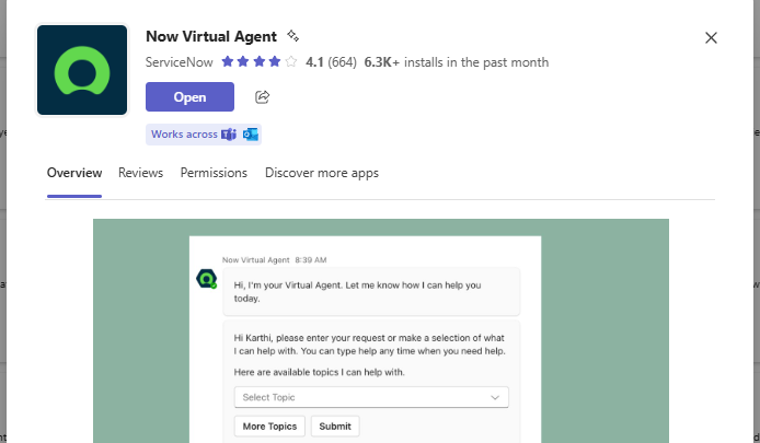 ServiceNow Employee Service (ESC) in Microsoft Teams Virtual Agent